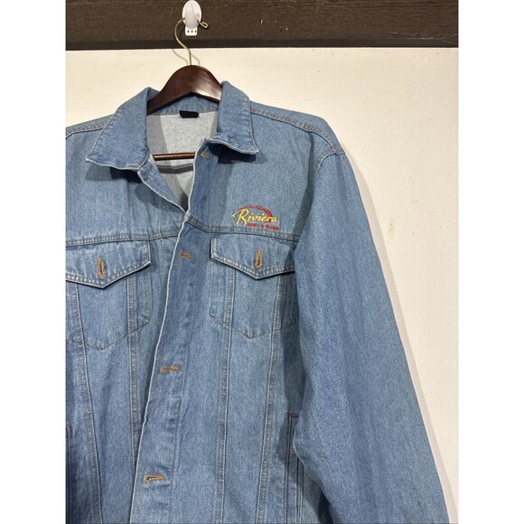 Vintage 90s Riviera Hotel Casino Las Vegas Denim Jean Jacket Size XL Extra Large - Picture 2 of 5